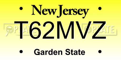 T62MVZ New Jersey License Plate