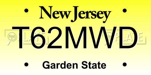 T62MWD New Jersey License Plate