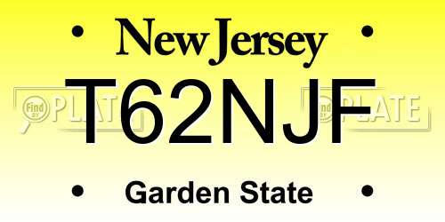 T62NJF New Jersey License Plate