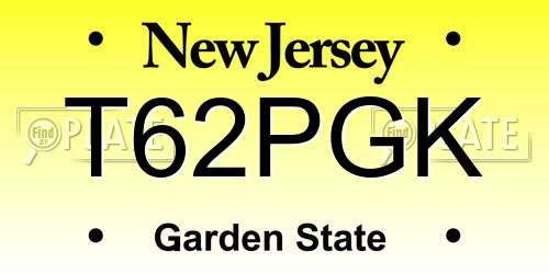 T62PGK New Jersey License Plate