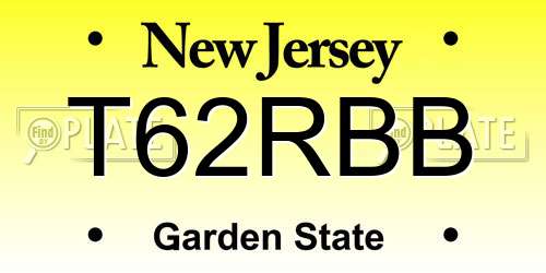 T62RBB New Jersey License Plate