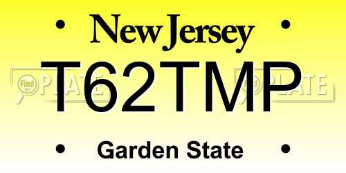 T62TMP New Jersey License Plate