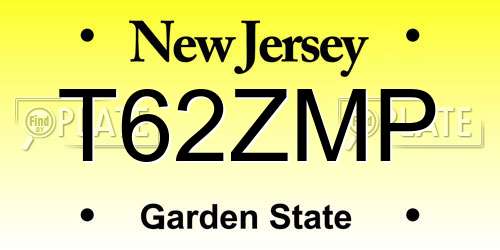 T62ZMP New Jersey License Plate