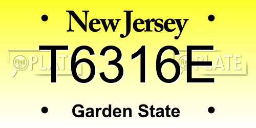 T6316E New Jersey License Plate