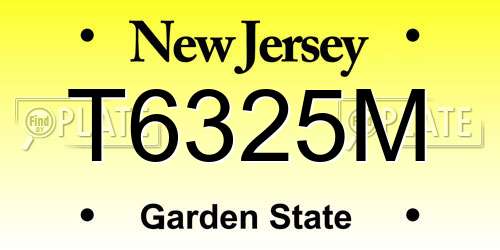 T6325M New Jersey License Plate