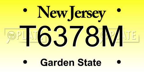 T6378M New Jersey License Plate