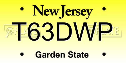 T63DWP New Jersey License Plate