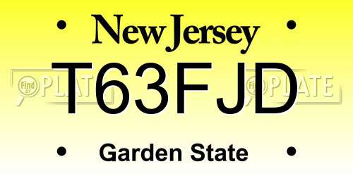 T63FJD New Jersey License Plate