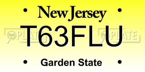 T63FLU New Jersey License Plate