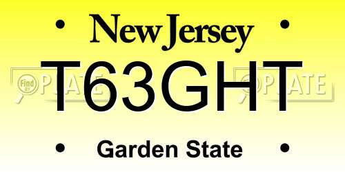 T63GHT New Jersey License Plate