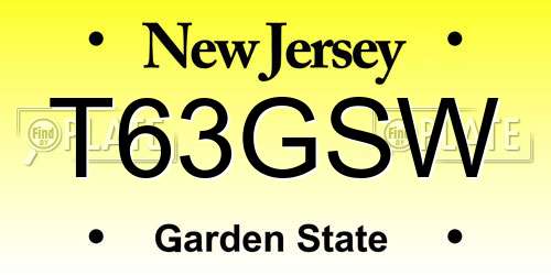 T63GSW New Jersey License Plate