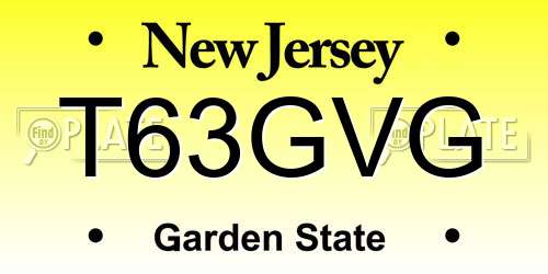 T63GVG New Jersey License Plate