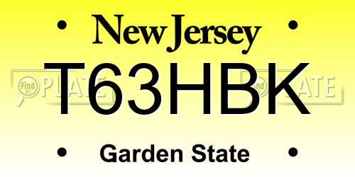 T63HBK New Jersey License Plate