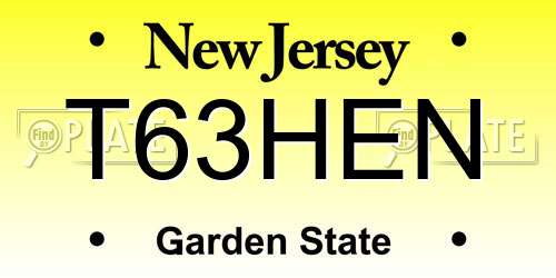 T63HEN New Jersey License Plate