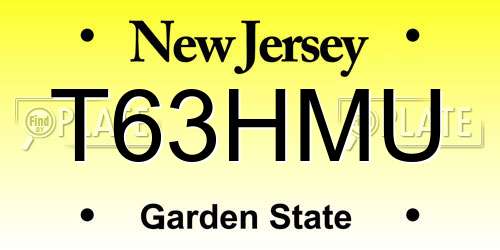 T63HMU New Jersey License Plate