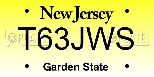 T63JWS New Jersey License Plate