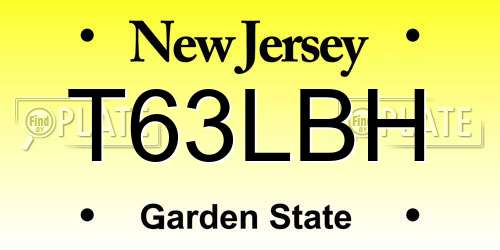 T63LBH New Jersey License Plate