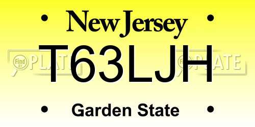 T63LJH New Jersey License Plate