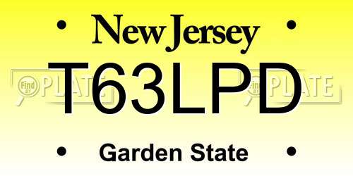 T63LPD New Jersey License Plate
