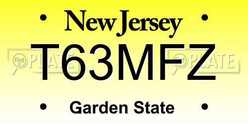 T63MFZ New Jersey License Plate
