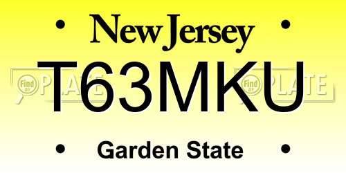 T63MKU New Jersey License Plate