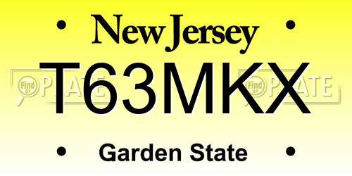 T63MKX New Jersey License Plate
