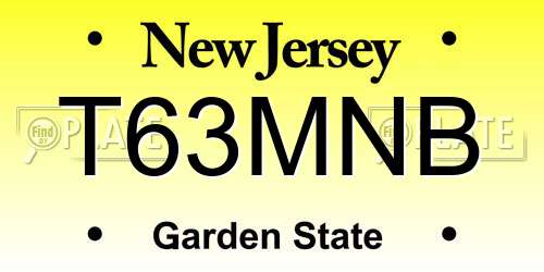T63MNB New Jersey License Plate