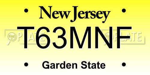 T63MNF New Jersey License Plate