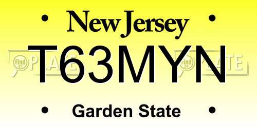 T63MYN New Jersey License Plate
