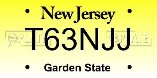 T63NJJ New Jersey License Plate