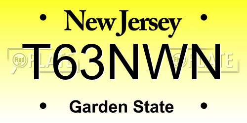 T63NWN New Jersey License Plate