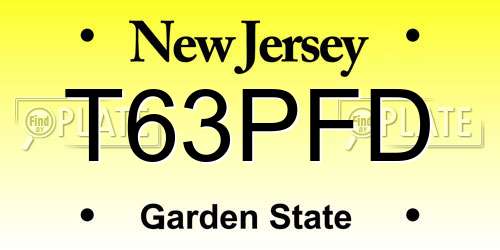 T63PFD New Jersey License Plate