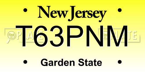 T63PNM New Jersey License Plate