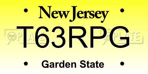 T63RPG New Jersey License Plate