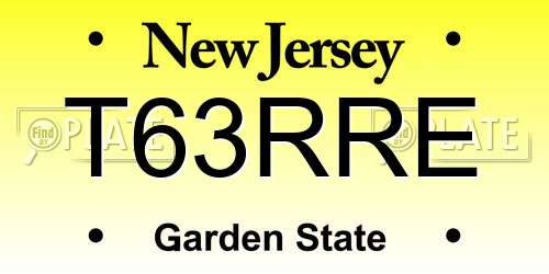 T63RRE New Jersey License Plate