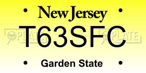 T63SFC New Jersey License Plate