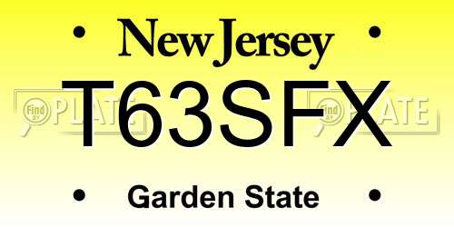T63SFX New Jersey License Plate