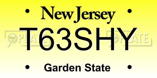 T63SHY New Jersey License Plate
