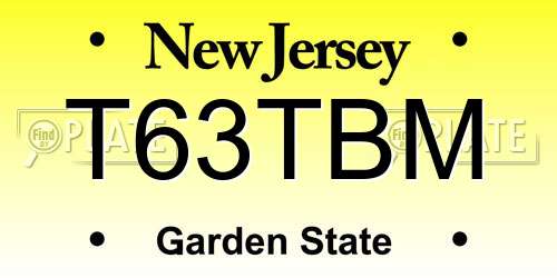 T63TBM New Jersey License Plate