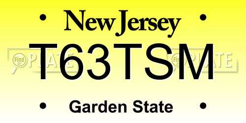 T63TSM New Jersey License Plate