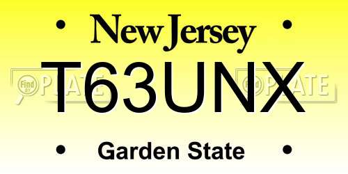 T63UNX New Jersey License Plate