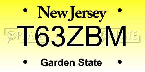 T63ZBM New Jersey License Plate