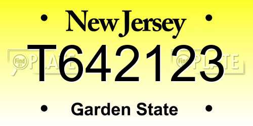 T642123 New Jersey License Plate