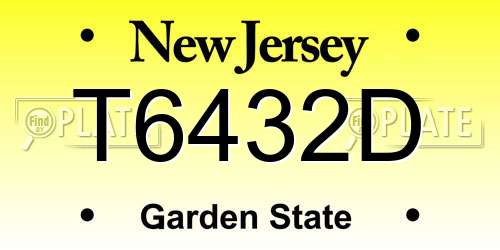 T6432D New Jersey License Plate