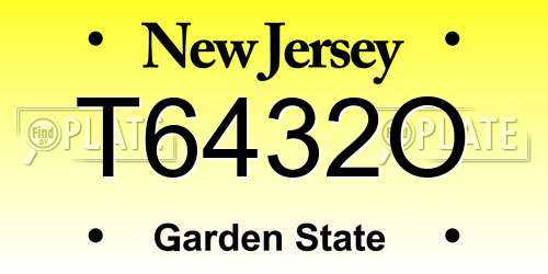 T6432O New Jersey License Plate