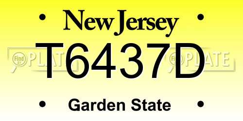 T6437D New Jersey License Plate
