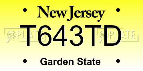 T643TD New Jersey License Plate