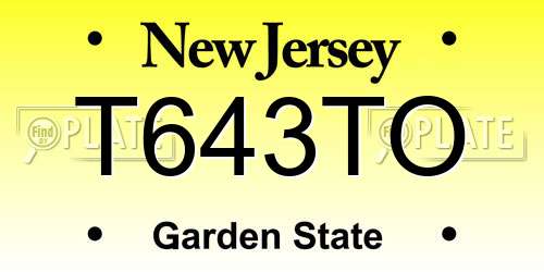 T643TO New Jersey License Plate