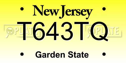 T643TQ New Jersey License Plate