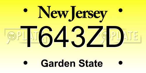 T643ZD New Jersey License Plate